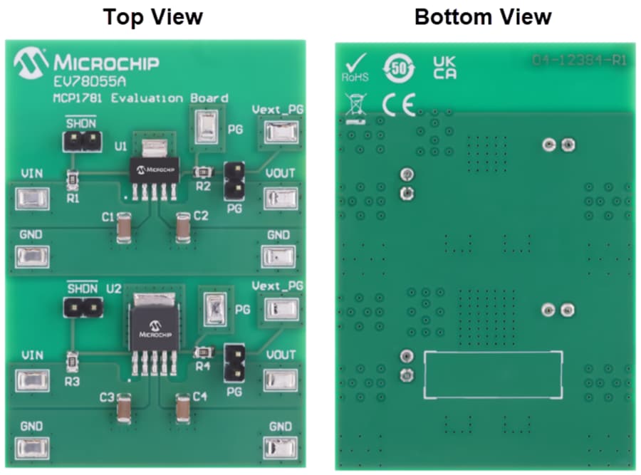 Technische Zeichnung - Microchip Technology MCP1781 Evaluierungsboard (EV78D55A)