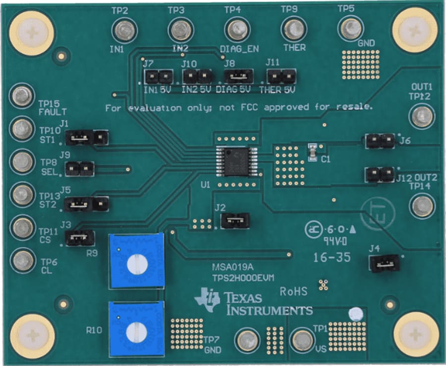 Technische Zeichnung - Texas Instruments TPS2H000-Q1 High-Side-Schalter-Evaluationsmodul