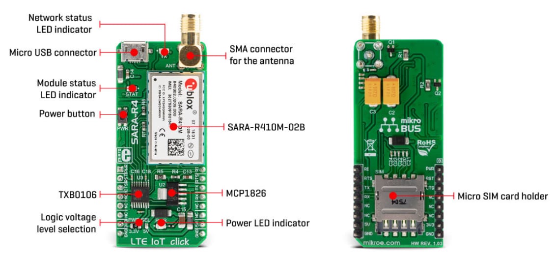Mikroe MIKROE-3072 LTE IoT Click