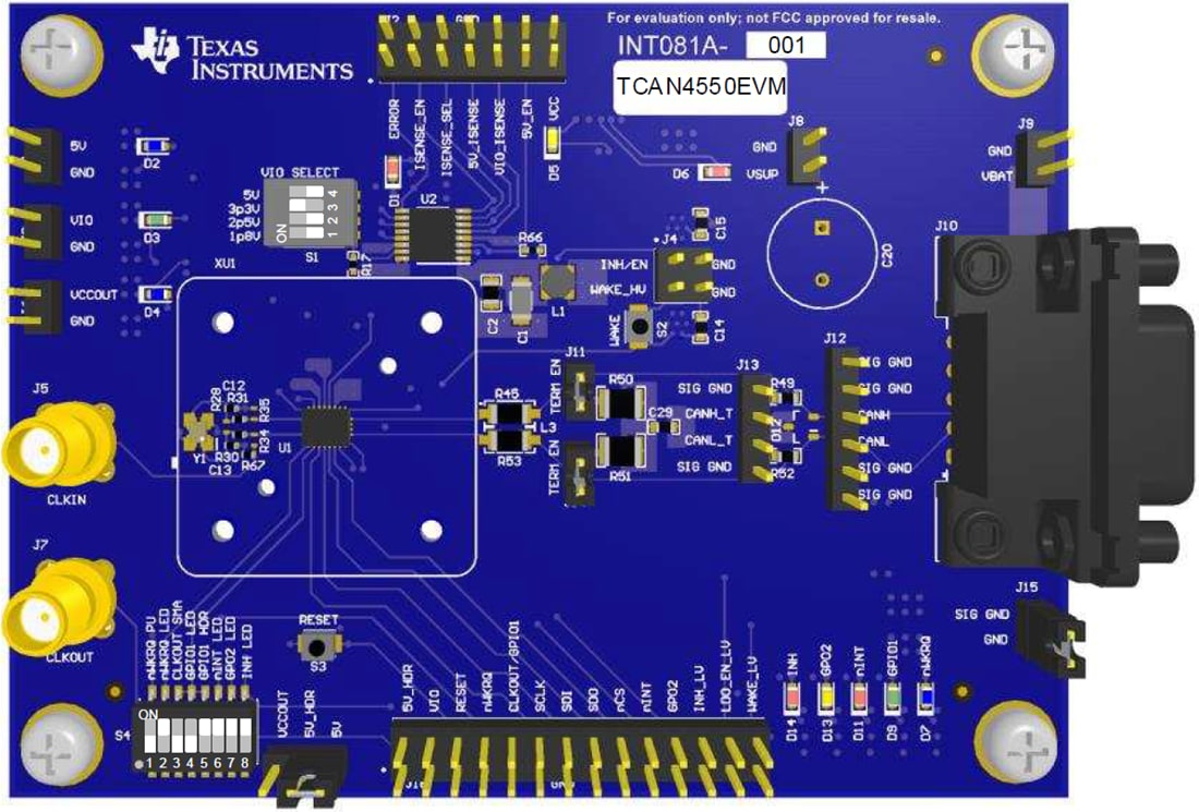 Technische Zeichnung - Texas Instruments TCAN4550EVM Controller-Evaluierungsmodul (EVM)