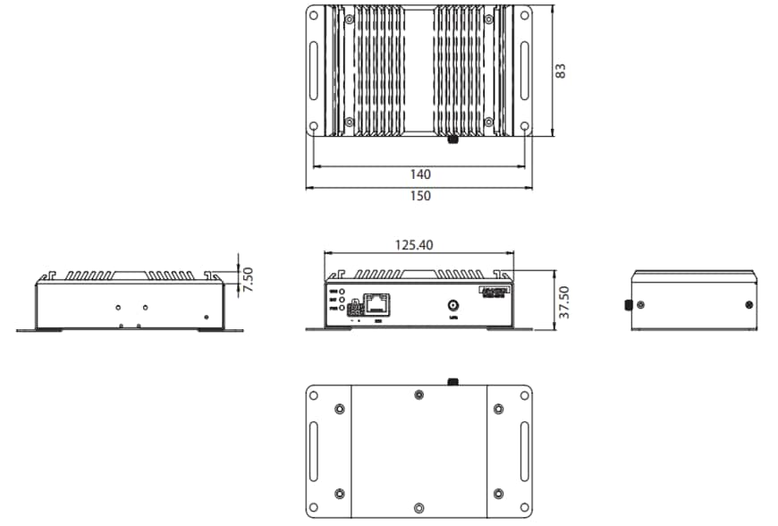 Technische Zeichnung - Advantech WISE-6610 Industrie-LoRaWAN-Gateways