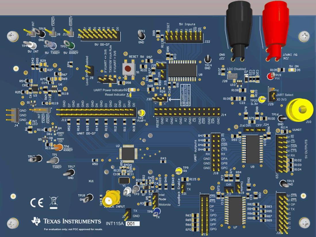 Technische Zeichnung - Texas Instruments TL16C750EEVM UART-Evaluierungsmodul (EVM)