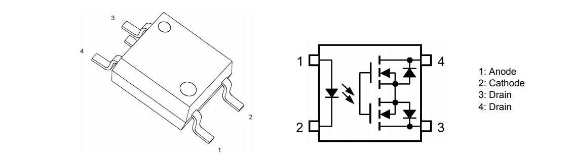 Technische Zeichnung - Toshiba TLP4176A Fotorelais