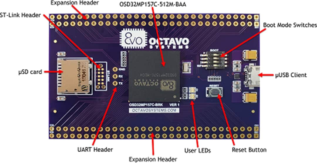 Octavo Systems OSD32MP1-BRK Prototyping-Plattform für OSD32MP15x Octavo Systems OSD32MP1-BRK Prototyping-Plattform für OSD32MP15x