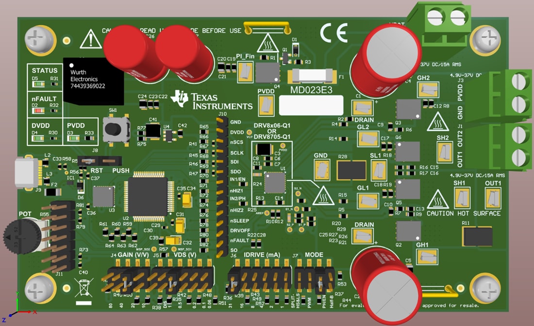 Technische Zeichnung - Texas Instruments DRV8106H-Q1EVM Gate-Treiber-Evaluierungsmodul