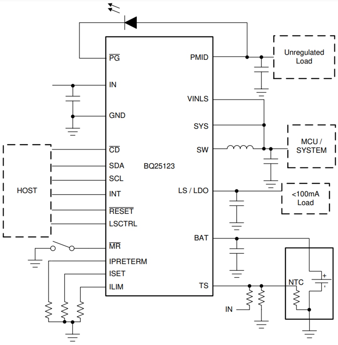 Schaltplan - Texas Instruments bq25123 Batterielademanagement-Lösung 