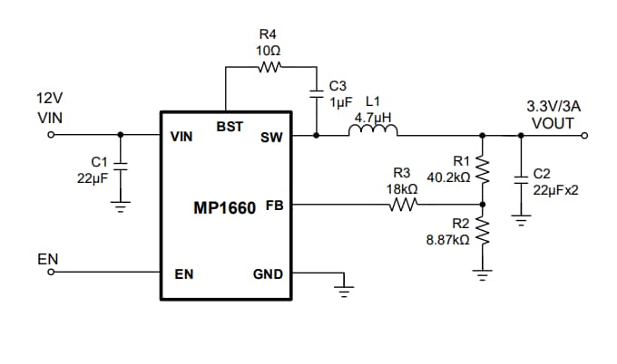 Applikations-Schaltungsdiagramm - Analog Devices Inc. ADP5056 Leistungslösung mit drei Abwärtsreglern
