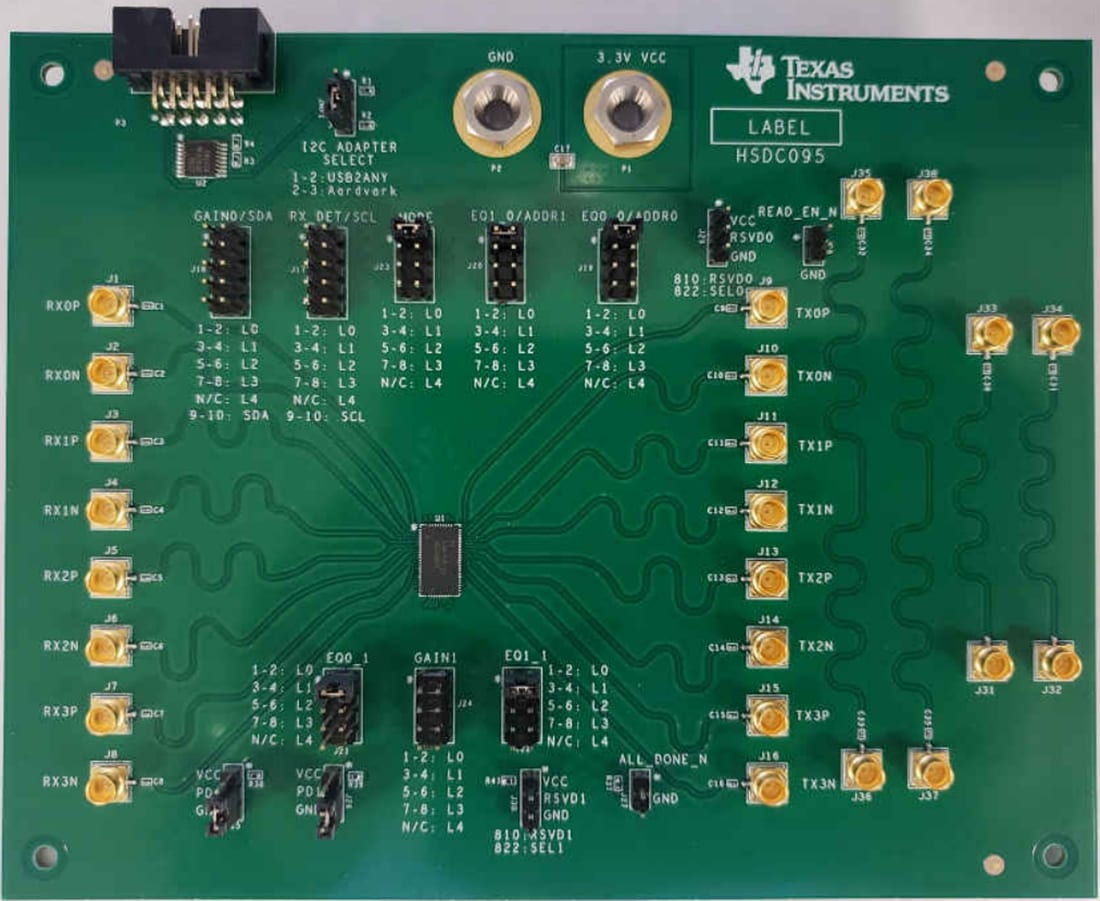 Technische Zeichnung - Texas Instruments DS320PR810-SMP-EVM Redriver-Evaluierungsmodul