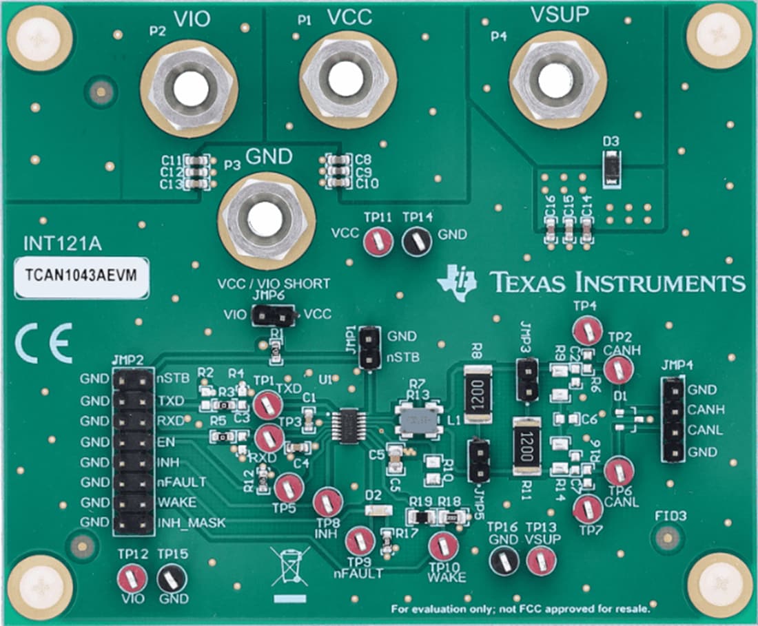 Technische Zeichnung - Texas Instruments TCAN1043AEVM Transceiver-Evaluierungsmodul