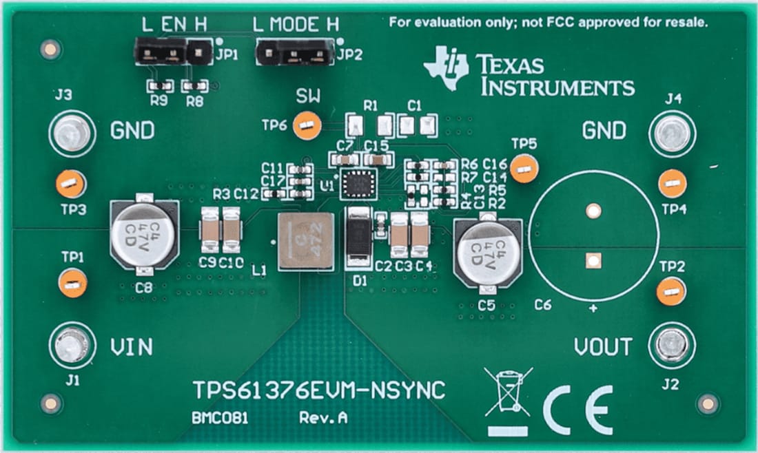 Technische Zeichnung - Texas Instruments TPS61376EVM-NSYNC Wandler-Evaluierungsmodul