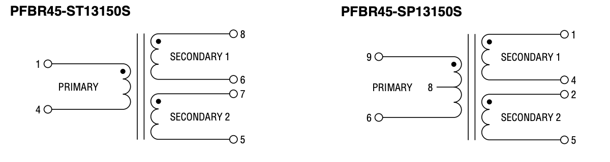 Schaltplan - Bourns PFBR45 Kommunikationstransformatoren für Stromleitungen