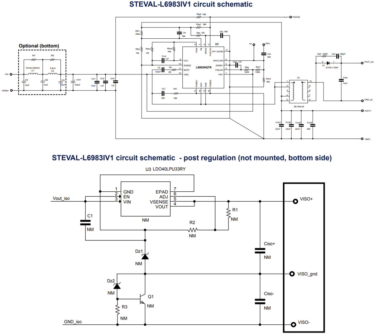 Schaltplan - STMicroelectronics STEVAL-L6983IV1 Synchrones Iso-Abwärtswandler-Evaluierungsboard