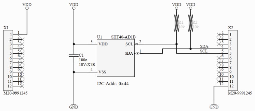 Schaltplan - Sensirion SENSEVAL-SHT4xV1 Evaluierungsboard Schaltplan - Sensirion SENSEVAL-SHT4xV1 Evaluierungsboard