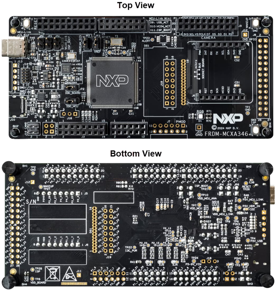 Technische Zeichnung - NXP Semiconductors FRDM-MCXA346 MCU Development Board