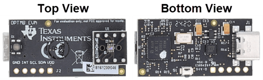 Technische Zeichnung - Texas Instruments OPT4041DTSEVM Sensor-Evaluierungsmodul (EVM)