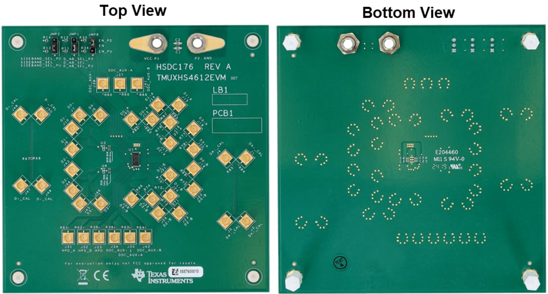 Technische Zeichnung - Texas Instruments TMUXHS4612-EVM Evaluierungsmodul (EVM)