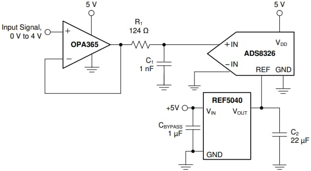 Schaltplan - Texas Instruments REF50x Präzisionsspannungsreferenzen