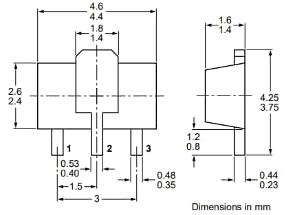 Technische Zeichnung - Nexperia PBSS4250X NPN Bipolartransistor