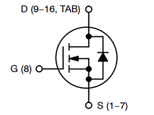 Schaltplan - onsemi NVBYST0D8N08X N-Einkanal-Leistungs-MOSFET