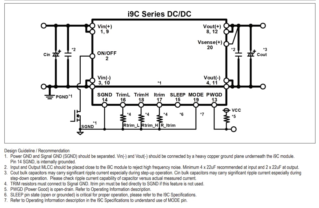 Applikations-Schaltungsdiagramm - TDK-Lambda i9C 1.500-W-DC/DC-Auf-/Abwärtswandler mit PHEPT