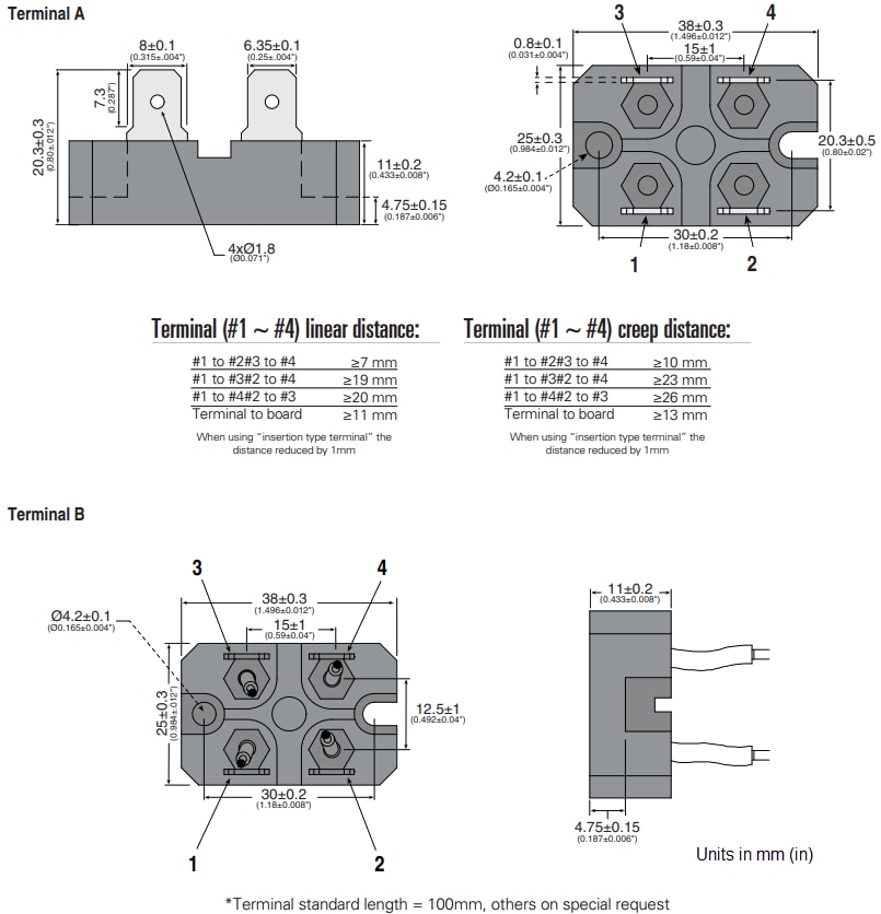 Mechanical Drawing - Ohmite TGHX Thick Film Resistors