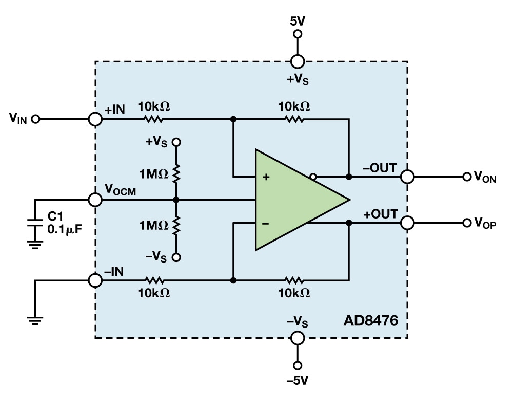Figure 1: Simple single-ended-to-differential converter.